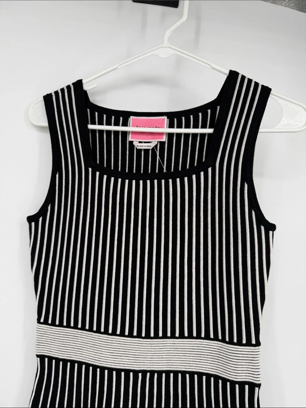 $348 KATE SPADE NY XS BLACK WHITE Stripe Sweater DRESS A Line EXTRA SMALL